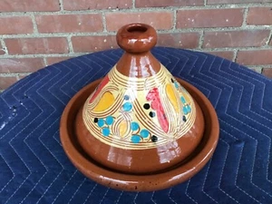 Glazed Terracotta Moroccan Tagine Colorful Design - Picture 1 of 5
