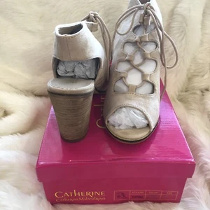 Catherine Catherine Malandrino Cipan Sand suede block heel sandals. 8.5 Shoe - Picture 1 of 6