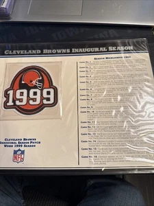 Tarjeta de estadísticas parche de Cleveland Browns temporada inaugural NFL Willabee & Ward USADA 1999 - Imagen 1 de 5