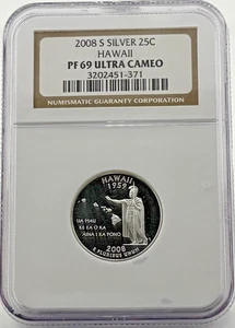 2008-S Silver Quarter Hawaii NGC PF69 Ultra Cameo - Picture 1 of 2