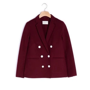 Giacca doppiopetto donna SANDRO Vania lana bordeaux tg 38 nuova con etichetta vendita al dettaglio $695 - Foto 1 di 13