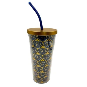 DISNEY World Parks WDW 50th Anniversary Navy Blue Gold Tumbler Cup & Straw NEW - Picture 1 of 9