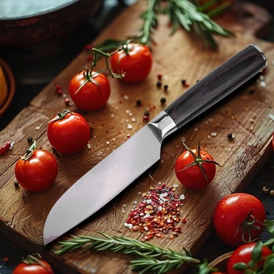 Küchenmesser Profi Kochmesser Japanisches Damast Kohlenstoffstahl Santoku Messer - Bild 1 von 4