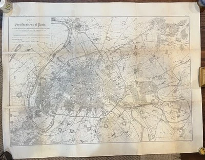 1857 Large Original MAP “Plan of the Fortifications of PARIS” Linen Mount - Image 1 of 4