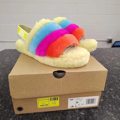 UGG FLUFF YEAH SLIDE США НЕОНОВЫЕ RAINBOW РАЗМЕР 6US UK5 EU38 НОВЫЙ В КОРОБКЕ - Изображение 1 из 4