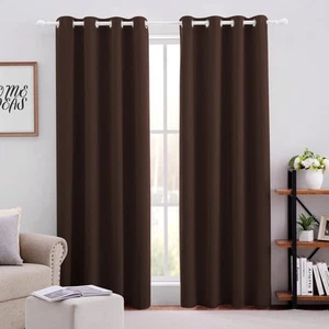 Blackout Curtains for Bedroom 52 X 84 Inch Long 2 Panels Set Chocolate Brown ... - Picture 1 of 8