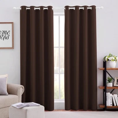 Blackout Curtains for Bedroom 52 X 84 Inch Long 2 Panels Set Chocolate Brown ... - Image 1 of 4