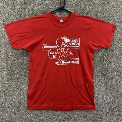 Camiseta Vintage Screen Stars Talla M Puntada Única YMCA Road Race Roja Foto 1 de 4