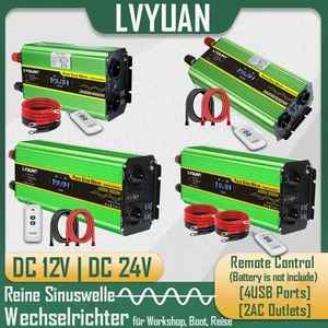 Wechselrichter 12V 24V 4000W 6000W 8000W 4USB 2AC Reiner Sinus Spannungswandler - Bild 1 von 62
