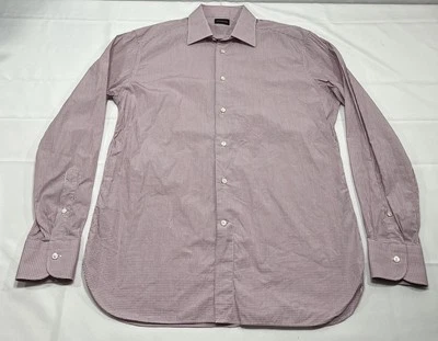 Camisa de vestir Ermenegildo Zegna para hombre 41/16 roja blanca a cuadros abotonada diseñador Foto 1 de 4