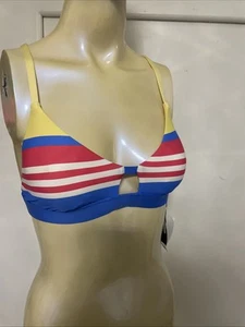 Ralph Lauren Swim Bikini Top Blue/white /red Stripes New Size XS - Picture 1 of 10
