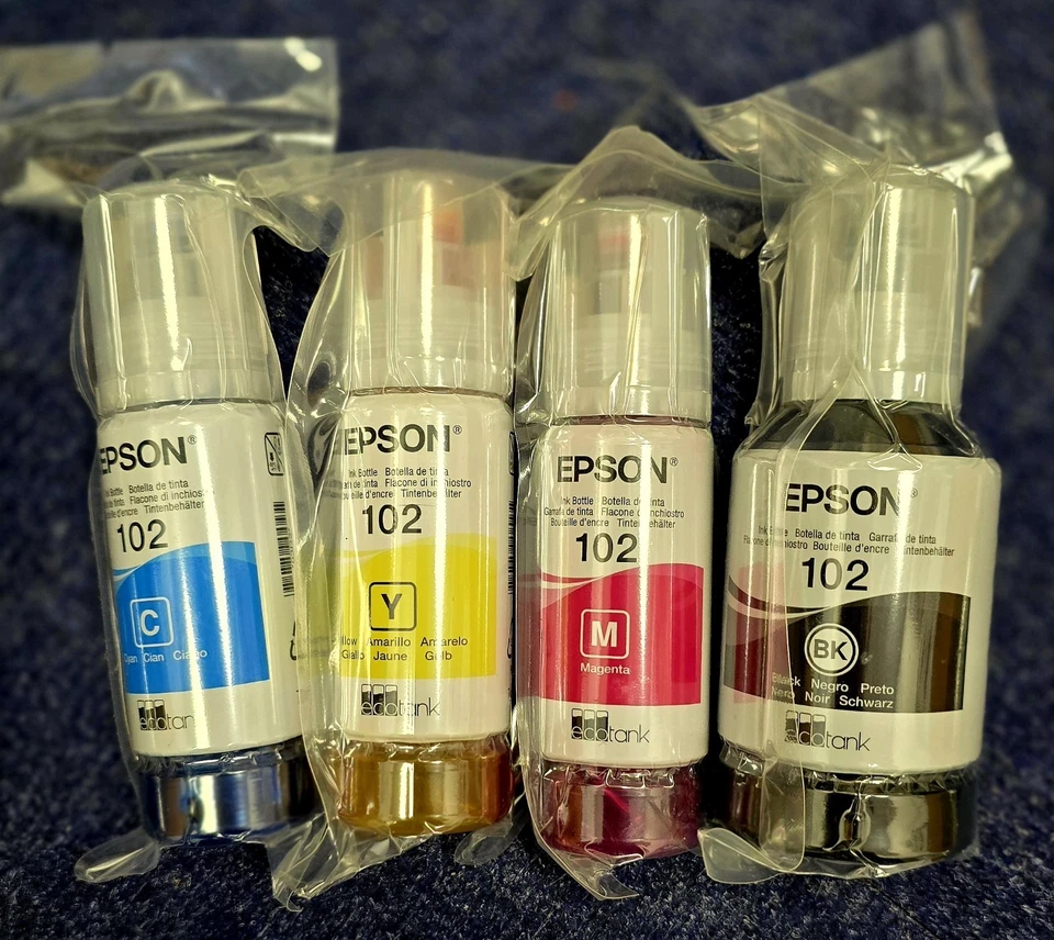 Genuine Epson 102 Ink Bottles EcoTank for ET-2700 ET-4750 3850 ET-4850 Free P&P - Image 1 of 2