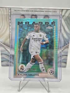Topps Chrome UEFA Club Competition UCC 2024-25 Aqua Prism Kylian Mbappe #110/199 - Picture 1 of 3
