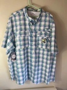 Realtree Fishing Button Shirt 3Xl Fits 54/56 New UPF 50 Offshore Plaid Reef - Picture 1 of 8