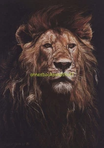 Póster artístico LION de Jan Jellins 1978 * pastel sobre negro * 15 x 19 pulgadas - Imagen 1 de 3