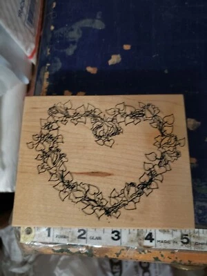 Art Impressions 1996 U-1609 Floral rose Heart valentine Rubber Stamps - Image 1 of 3
