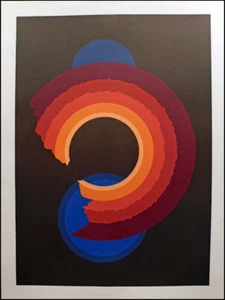 Jim Boutwell "Sin título" naranja y azul firmado a mano arte serigrafía impresión hacer oferta - Imagen 1 de 5
