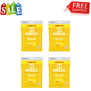 HALLS Relief Honey Lemon Sugar Free Cough Drops, Economy Pack, 70 Drops x 4Pack - Picture 1 of 12