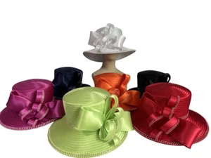 Designer couture Easter, Mothers Day, weddings Kentucky Derby Satin Ribbon Hat - Picture 1 of 8
