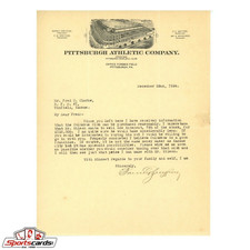 Barney Dreyfuss Pittsburgh Pirates Signed Auto Letter to HOFer Fred Clarke JSA