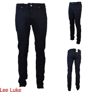 Jeans Uomo Lee Luke Elasticizzato Slim Fit Skinny Nero a Vita Bassa w30 w31 46 - Picture 1 of 12