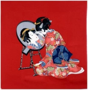 UKIYO-E JAPANESE Rayon Wrapping Cloth FUROSHIKI Scarf Tapestry 68x68cm - Picture 1 of 1