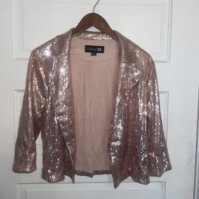 Jaqueta Forever 21 lantejoulas champanhe tamanho P/P - Imagem 1 de 4