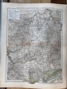 1896 Vintage Atlaskarte HESSEN-NASSAU, GROSSHERZOGUM HESSEN 1:500K - Bild 1 von 3