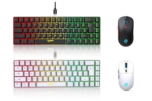 RGB HXSJ 68 Key Wired Mechanical Keyboard And Wireless Mouse For PC/PS4/PS5/Xbox - Picture 1 of 9