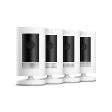 Ring Stick Up Cam Battery HD security camera with custom 4 Cams, White 