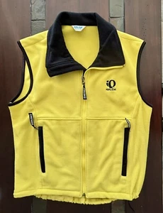 Pearl Izumi Full Zip Neon Yellow Sleeveless Fleece Vest Zip Pockets Elastic Hem - Picture 1 of 3