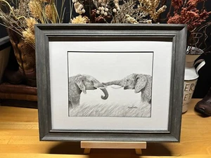 Drawing of a an Elephant Africa African Graphite Pencil Art Sketch Picture Print - Picture 1 of 16