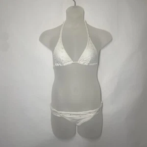 Agua Doce Bikini Brazilian 2-teilig Damen S weiß Blumenstickerei seitlich zum Binden - Bild 1 von 13