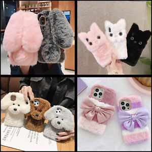 for Galaxy S21 S22 S23+ S23 Ultra S20FE Phone Case , Faux Plush Pet Fluffy Cover