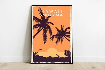 Hawaii travel poster, Hawaii retro wall print, Hawaii vintage travel print 2 - Image 1 of 4