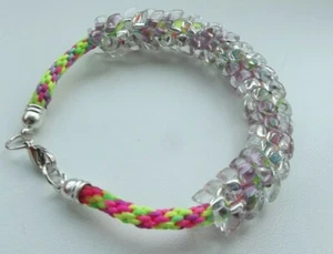 Bracelet KUMIHIMO  SERPANTINE ~ 16cm (6,3"). Handmade. - Picture 1 of 7