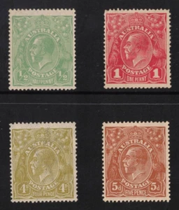 1914 Australia KGV Stamps SG 20/24 Set of 4 values MLH - Picture 1 of 2