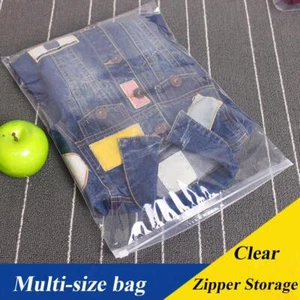 Self Seal Waterproof Clear Transparent Zipper Lock Plastic Bag Storage Pouch - Picture 1 of 18