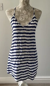 White Blue Striped Beach Dress, Size S - Picture 1 of 2