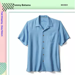 $110 Tommy Bahama Tropic Isle Camp Shirt, Torquoise Haze, M. - Picture 1 of 1