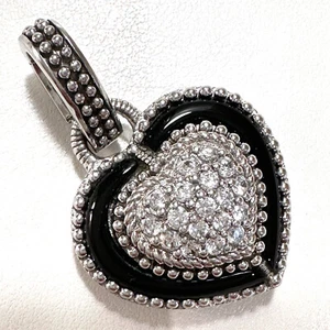 Colgante Judith Ripka de plata de ley con pavé circonita cúbica y esmalte negro + paca potenciadora! - Imagen 1 de 12