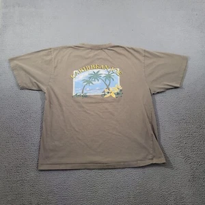 Carribean Joe Shirt Mens Extra Large Brown Crew Neck Beach Vacation Fun Summer - Picture 1 of 12