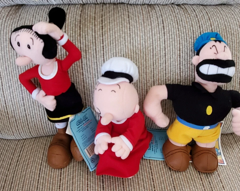 Muñeca de peluche vintage de aceite de oliva, Sweet Pee & Brutus 1992 Popeye The Sailor Man Foto 1 de 1