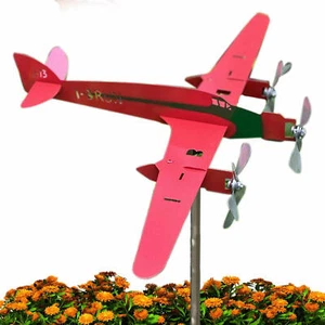 Airplane Wind Spinners Metal Pinwheels Outdoor Aircraft Windmill Garden Decor - Foto 1 di 7