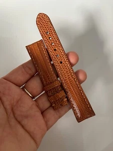 22mm/20mm Genuine Lizard leather watch strap band, leather watch strap Orange - Picture 1 of 20