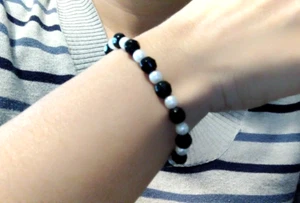 Bracciale Perle 6mm SQUADRA del Cuore CALCIO braccialetto ELASTICO da uomo donna - Foto 1 di 3