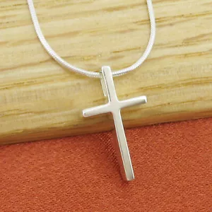 Piccolo Ciondolo a Croce Profonda in MASSICCIO ""925"" Argento Sterling - Scelta di Catene, NUOVO! - Foto 1 di 18