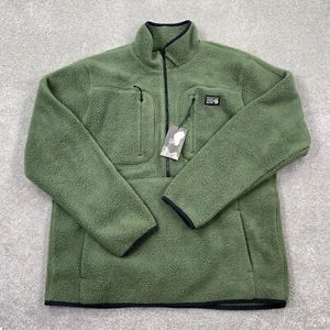Mountain Hardwear 1/2 Zip Up Fleece Pullover Hiking Jacket Men's Size L Green - Picture 1 of 13