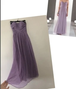 Wedding Formal party prom maxi dress 2 Chiffon flared gathered top strapless - Picture 1 of 12