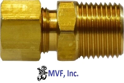 5/8" O.D. X 1/2" NPT Male Connector Compression Straight Adapter Brass  68A-10D - Image 1 of 3